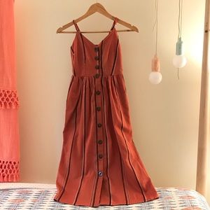 NWT Japna Striped Button-Down Midi Dress Size XS